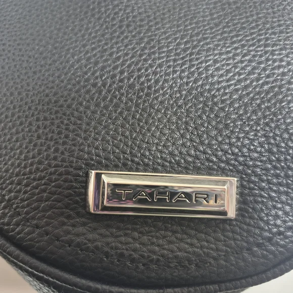 Tahari Black Faux Leather Round Crossbody Bag - Picture 2 of 9